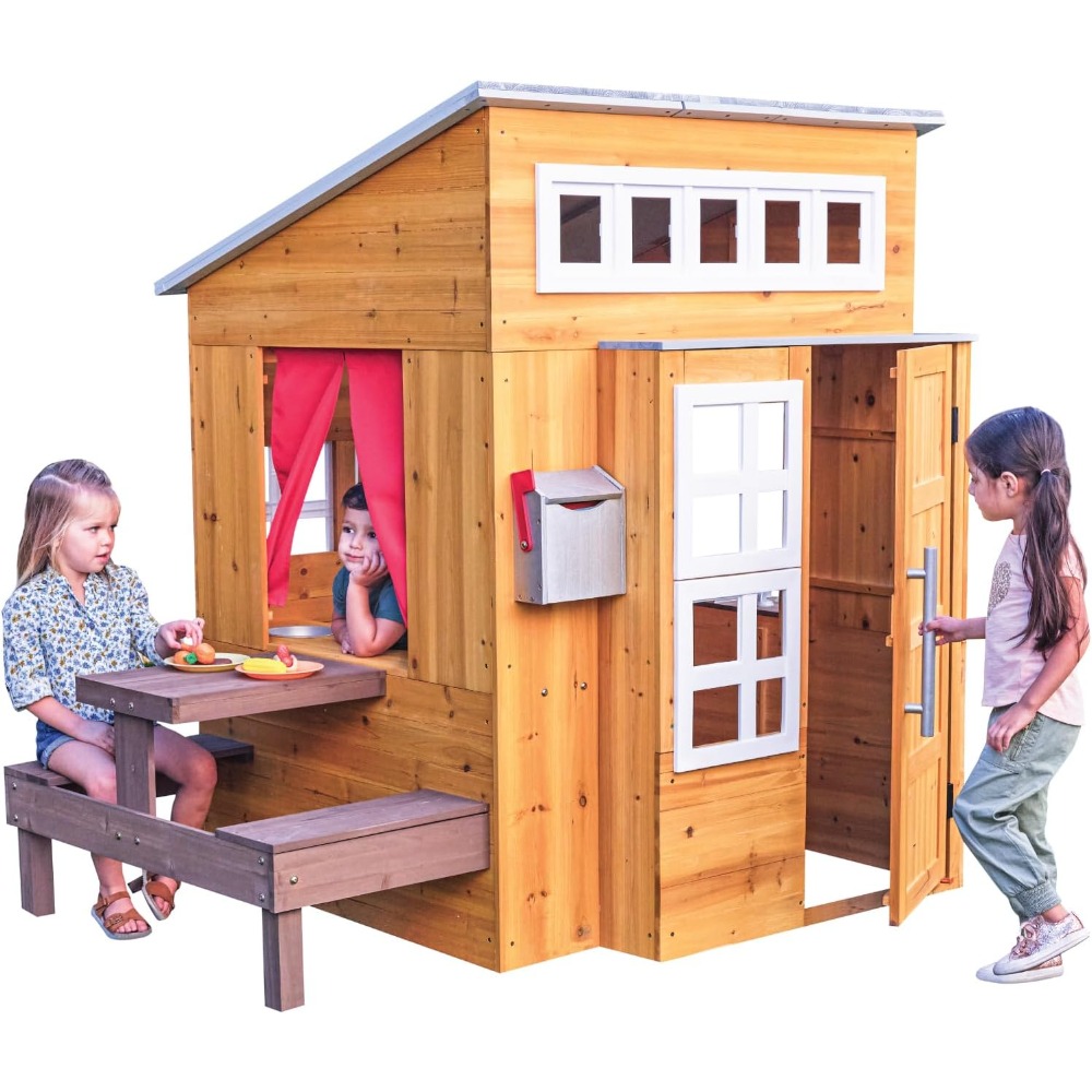 Kids Outdoor Grill - Современный уличный деревянный игровой комплекс для