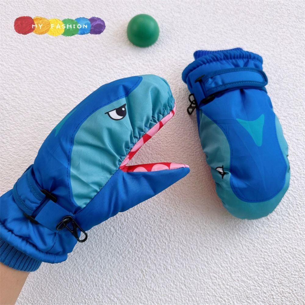 Kids Outdoor Gloves - Детские лыжные перчатки с рисунком акулы