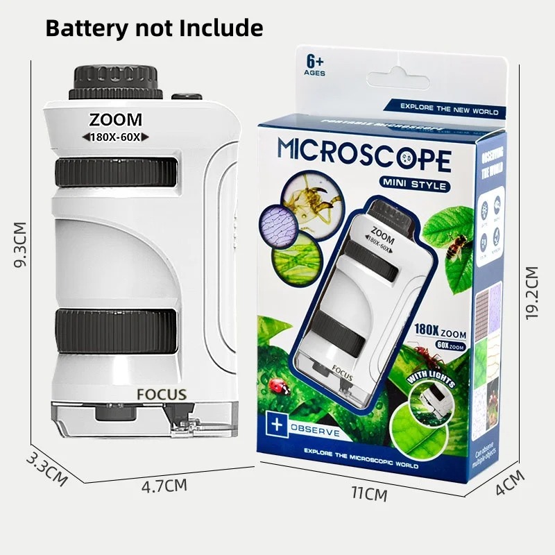 Kids Outdoor Microscope - Детский STEM-набор: карманный микроскоп 60-180x с