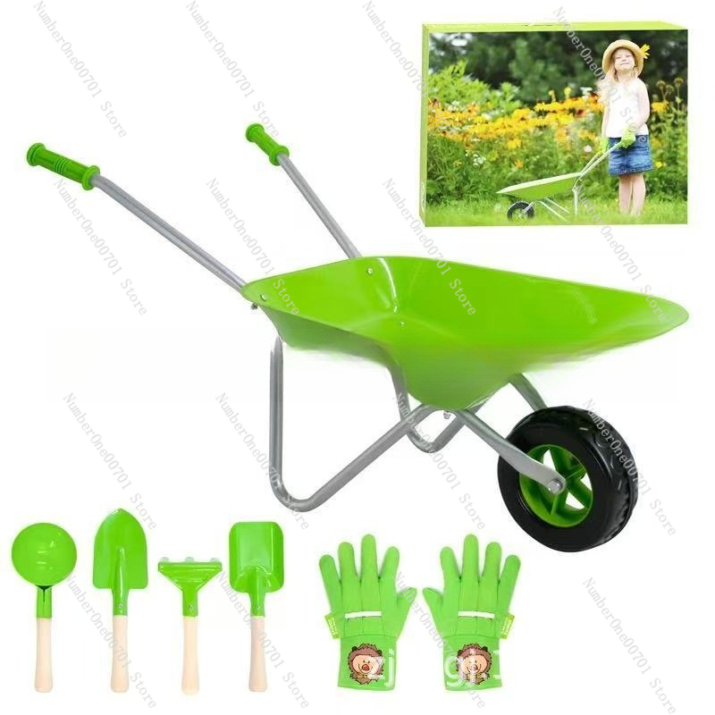 Kids Outdoor Garden Set - Детская уличная тачка, зеленый игровой набор