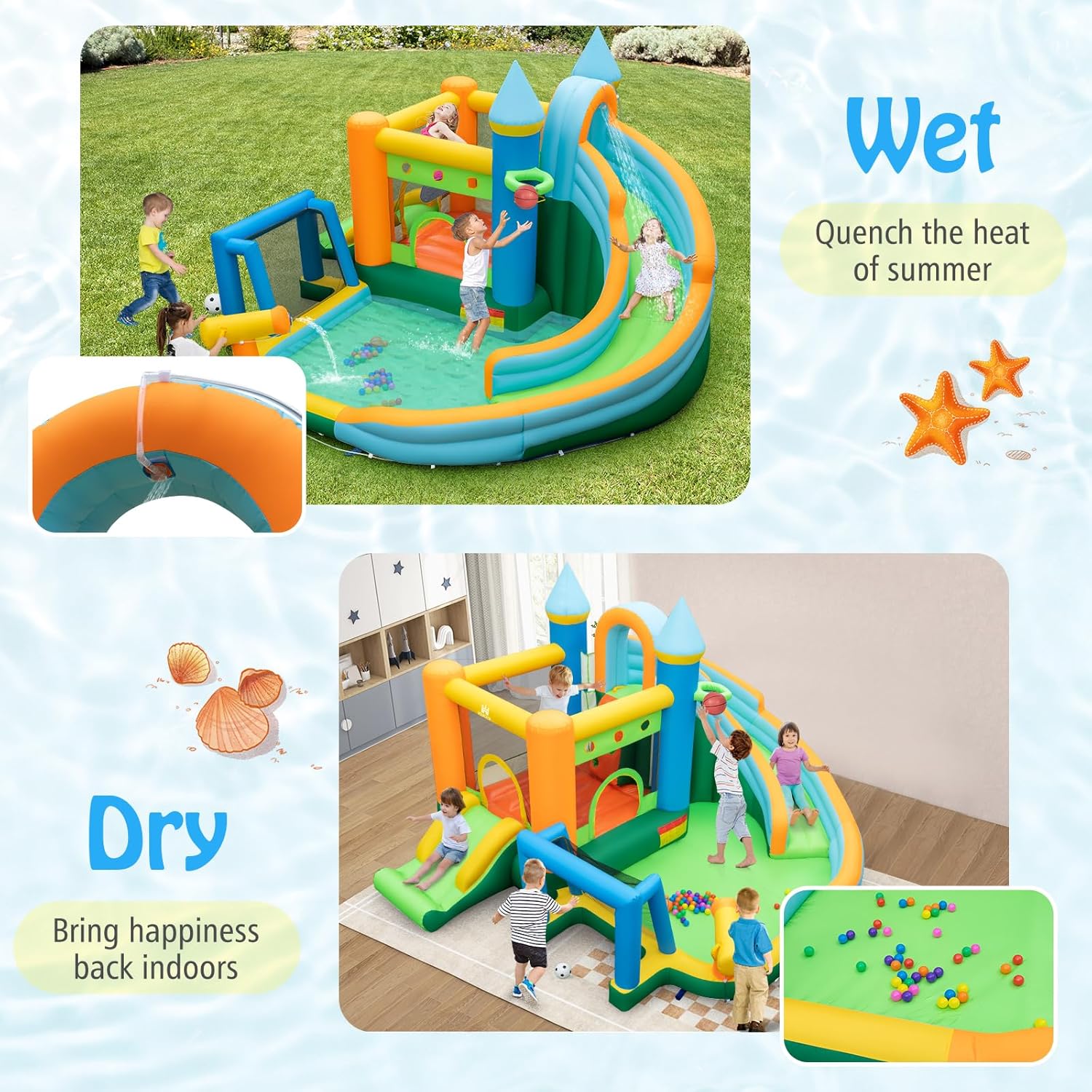 Надувной батут-горка 9-в-1 для – обзор и цена Kids Outdoor Jumping Castle