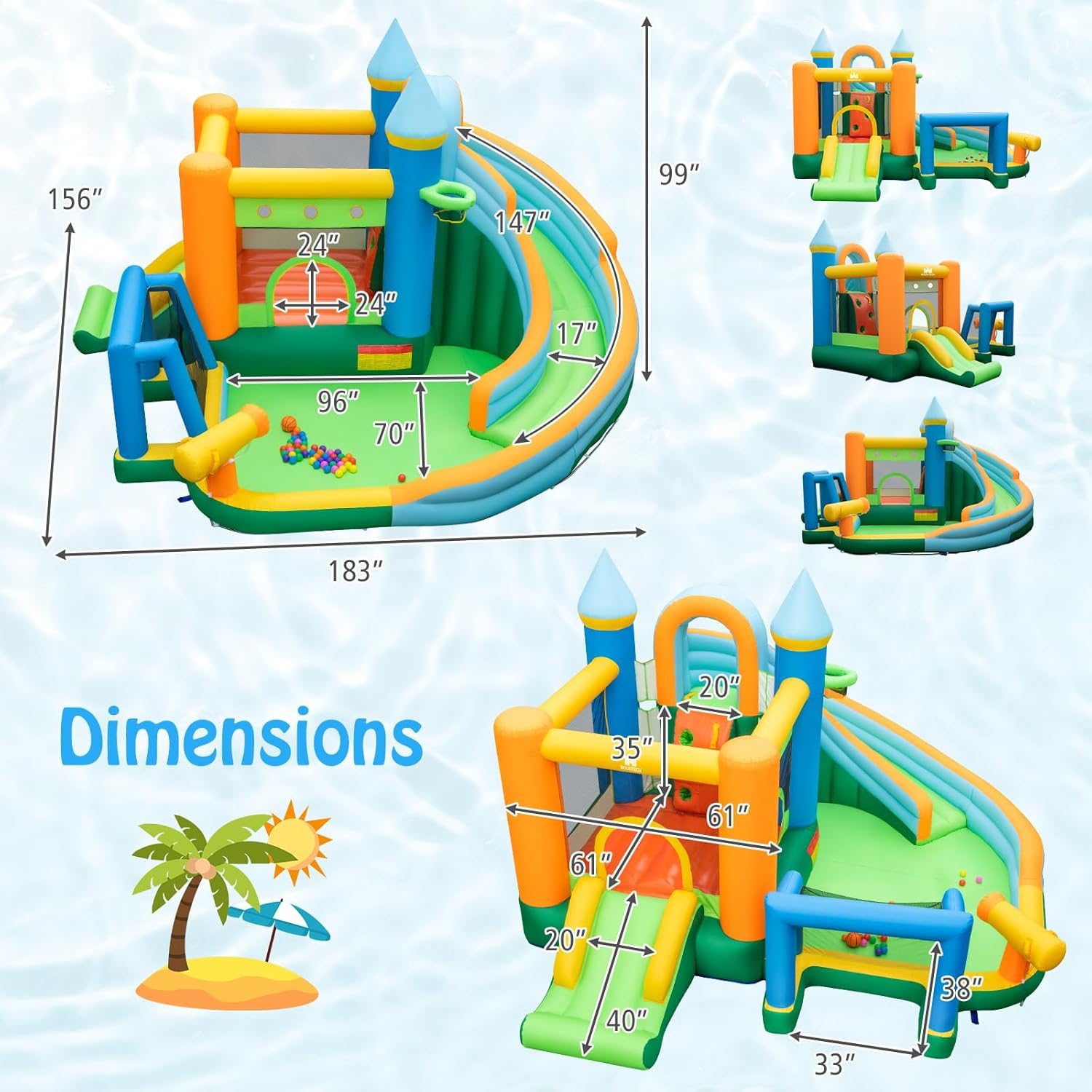 Надувной батут-горка 9-в-1 для – обзор и цена Kids Outdoor Jumping Castle