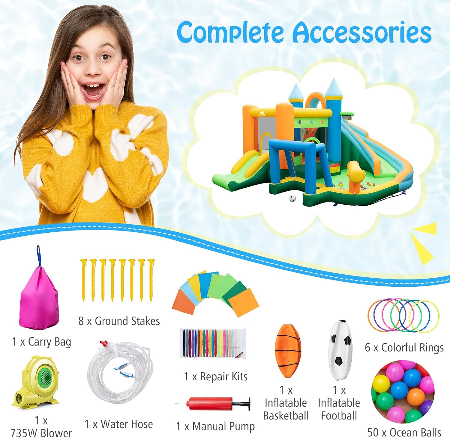 Надувной батут-горка 9-в-1 для – обзор и цена Kids Outdoor Jumping Castle