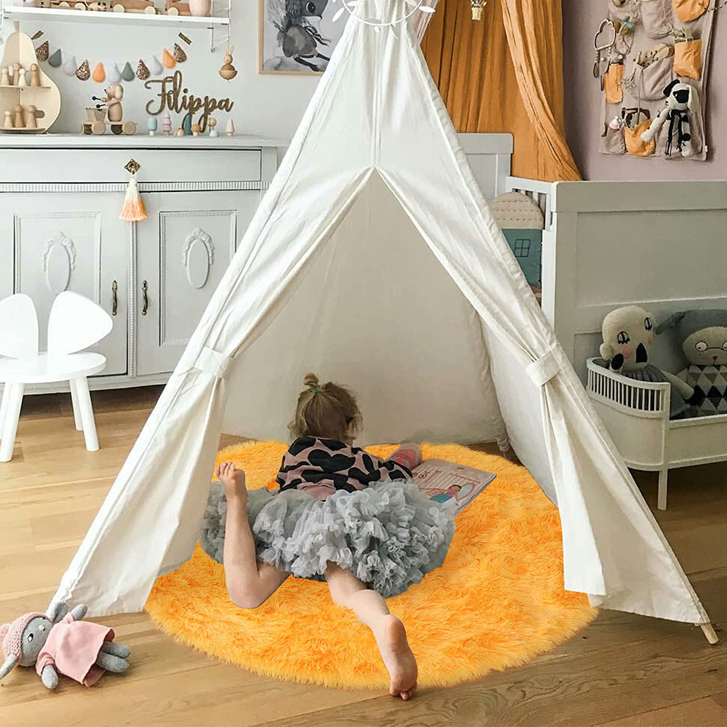Мягкий оранжевый круглый коври – обзор и цена Kids Outdoor Teepee