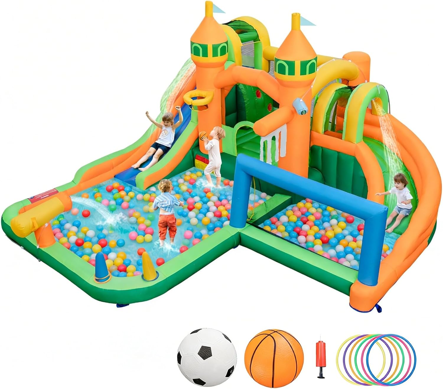 Надувной аквапарк 9-в-1 с двум – обзор и цена Kids Outdoor Jumping Castle